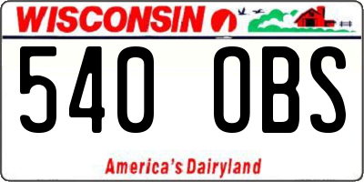 WI license plate 540OBS