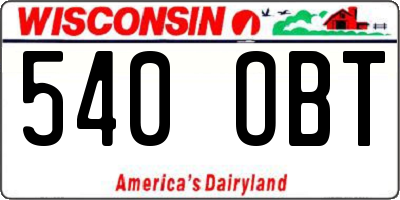 WI license plate 540OBT