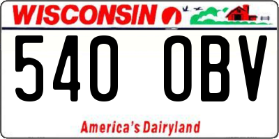 WI license plate 540OBV