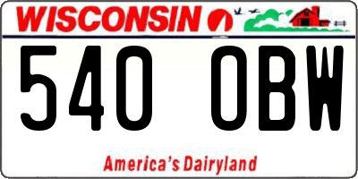 WI license plate 540OBW
