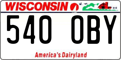 WI license plate 540OBY
