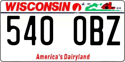 WI license plate 540OBZ