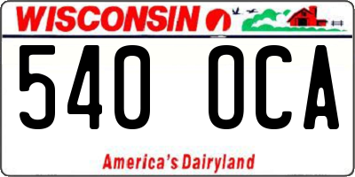 WI license plate 540OCA