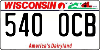 WI license plate 540OCB