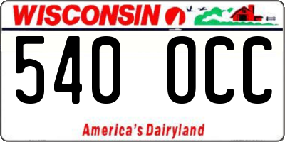 WI license plate 540OCC
