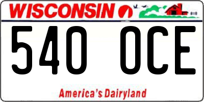 WI license plate 540OCE