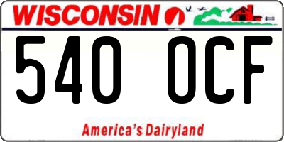 WI license plate 540OCF
