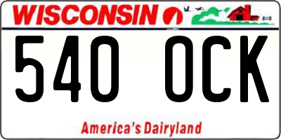 WI license plate 540OCK