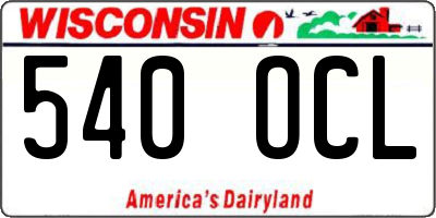 WI license plate 540OCL