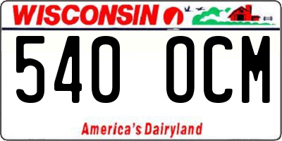 WI license plate 540OCM