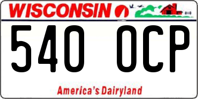 WI license plate 540OCP