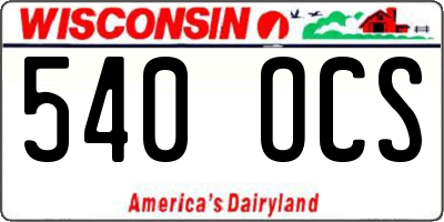 WI license plate 540OCS