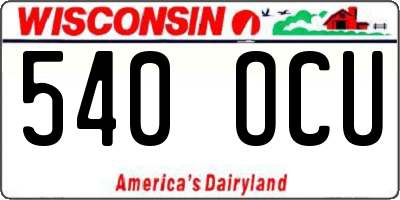 WI license plate 540OCU