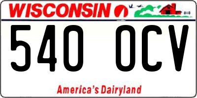 WI license plate 540OCV