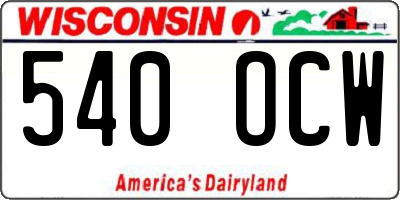 WI license plate 540OCW