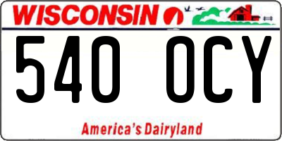 WI license plate 540OCY