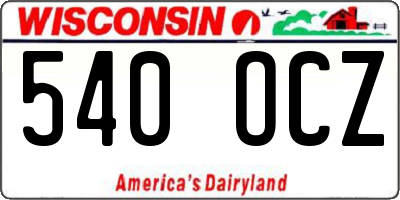 WI license plate 540OCZ