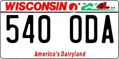 WI license plate 540ODA