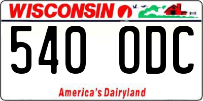 WI license plate 540ODC