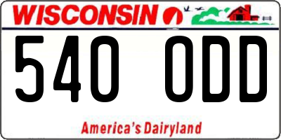 WI license plate 540ODD
