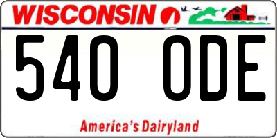 WI license plate 540ODE