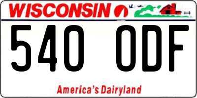 WI license plate 540ODF