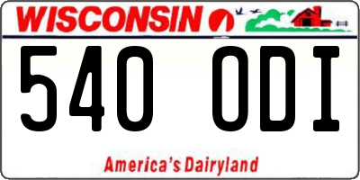 WI license plate 540ODI