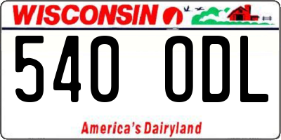 WI license plate 540ODL