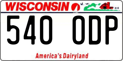 WI license plate 540ODP