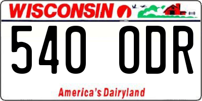 WI license plate 540ODR