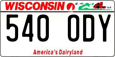WI license plate 540ODY