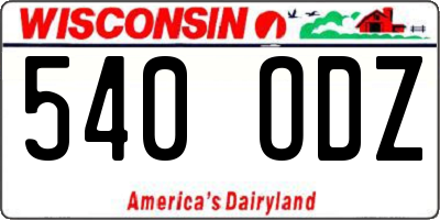 WI license plate 540ODZ