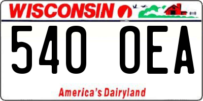 WI license plate 540OEA