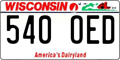 WI license plate 540OED