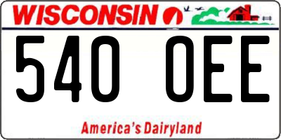 WI license plate 540OEE