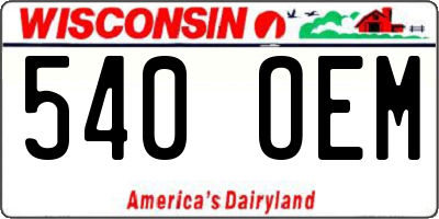 WI license plate 540OEM