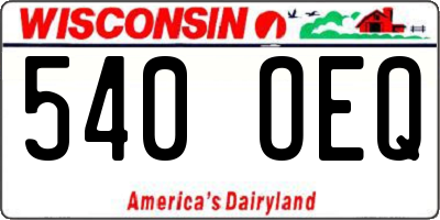 WI license plate 540OEQ