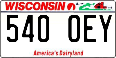 WI license plate 540OEY
