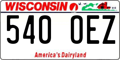 WI license plate 540OEZ