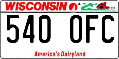 WI license plate 540OFC