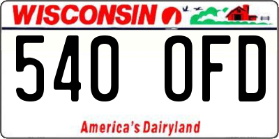 WI license plate 540OFD