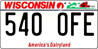 WI license plate 540OFE