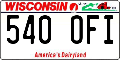 WI license plate 540OFI