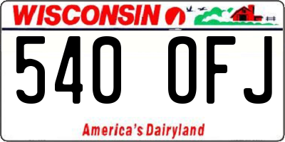 WI license plate 540OFJ