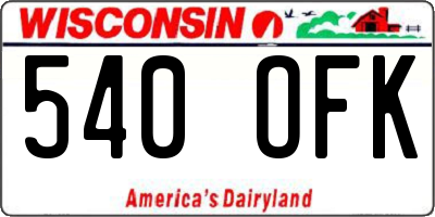 WI license plate 540OFK