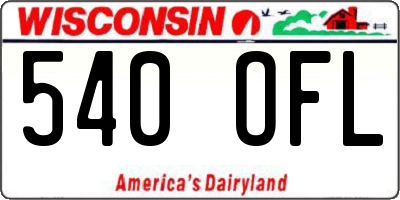 WI license plate 540OFL