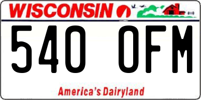 WI license plate 540OFM
