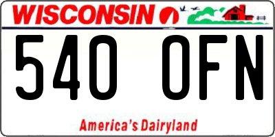 WI license plate 540OFN