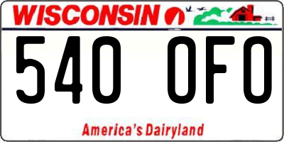 WI license plate 540OFO