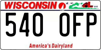 WI license plate 540OFP